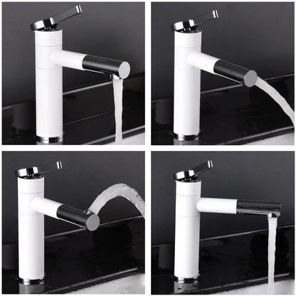 Washbasin Battery με εκχυλίσιμο ντους, υγιεινό ορείχαλκο, λευκό, WZX/2021