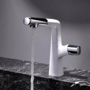 Washbasin της μπαταρίας με εκχυλίσιμο ντους, υγιεινό ορείχαλκο, χρώμιο και λευκό, MP016B/C
