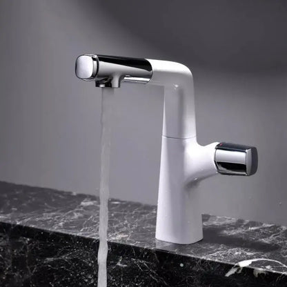 Washbasin της μπαταρίας με εκχυλίσιμο ντους, υγιεινό ορείχαλκο, χρώμιο και λευκό, MP016B/C