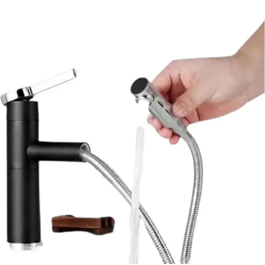 Washbasin μπαταριών με εκχυλίσιμο ντους, υγιεινό ορείχαλκο, μαύρο, WZX/2022