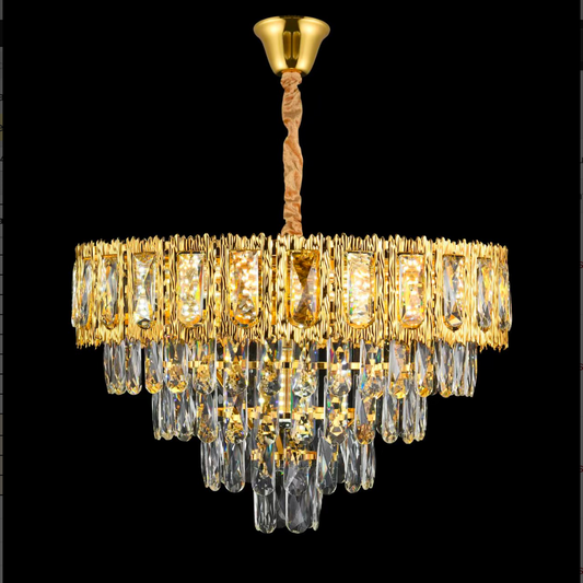 Corona Zaffiro 8xe14 Crystal πολυέλαιος, διάμετρος 60cm, γυαλιστερό χρυσό, ανανεώσιμο ύψος