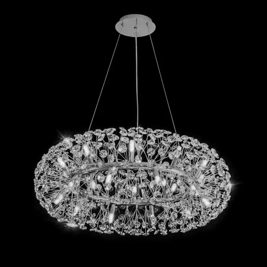 Crystal πολυέλαιος λεπτό 12x G9, διάμετρος 60cm, γυαλιστερό χρώμιο, ρυθμιζόμενο ύψος