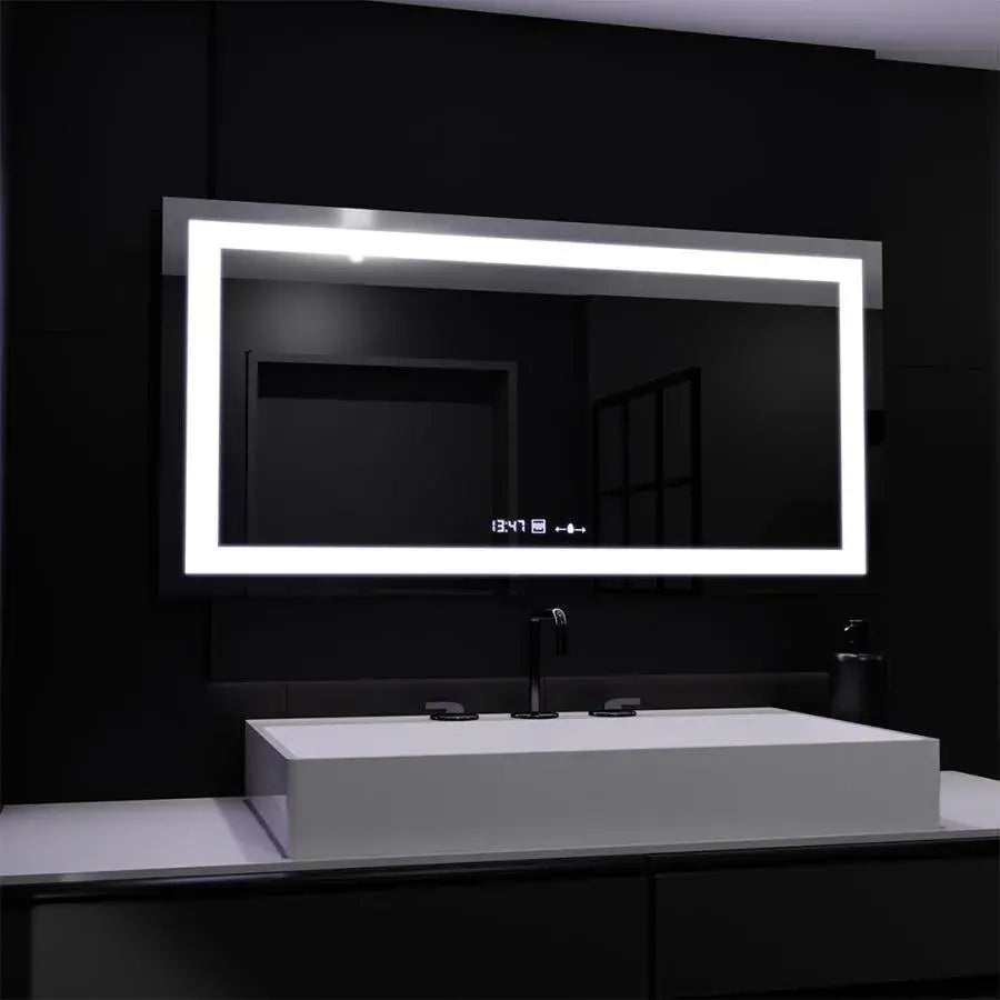 Mirror LED ορθογώνιο 160x80cm Verite Motionglow Marcello Σύστημα πρόβλεψης ρολογιού και θερμόμετρο Dimable