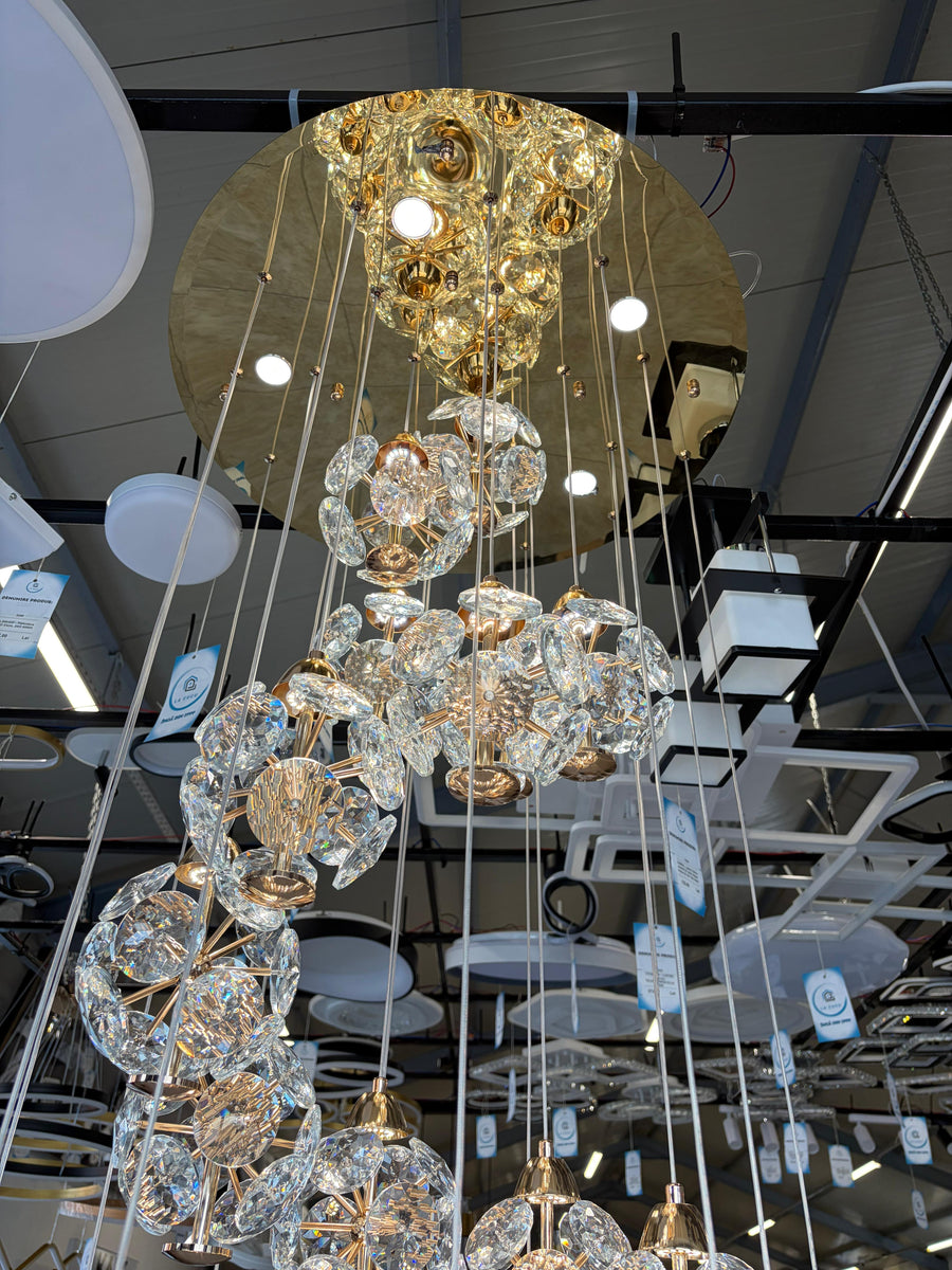 Crystal LED KILKENNY Culmino Πολυέλαιος, 144W, Neutral Light, Διάμετρος 60cm, Χρυσός