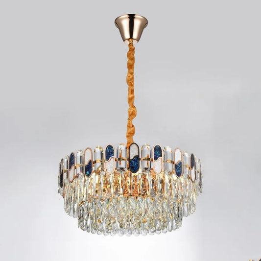 Πολυέλαιος Amadi 8*E27, Metal and Crystal, Golden