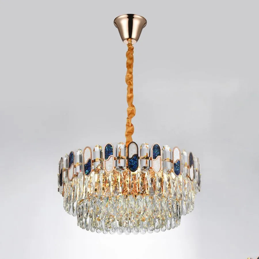 Πολυέλαιος Amadi 8*E27, Metal and Crystal, Golden