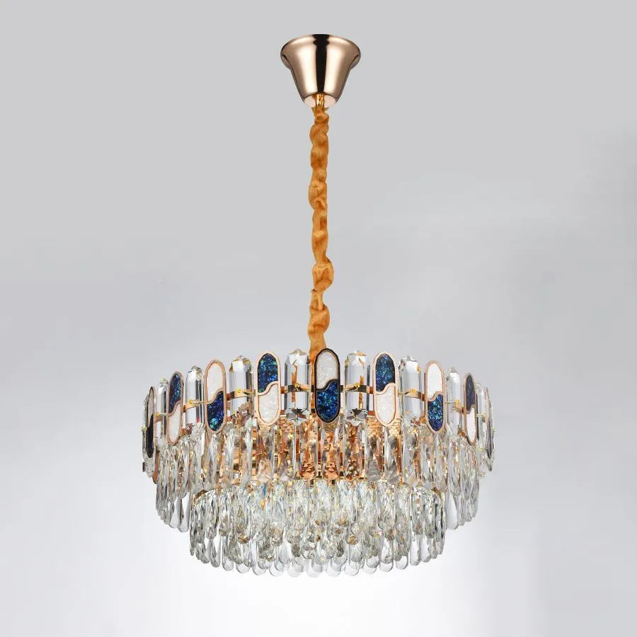Πολυέλαιος Amadi 8*E27, Metal and Crystal, Golden