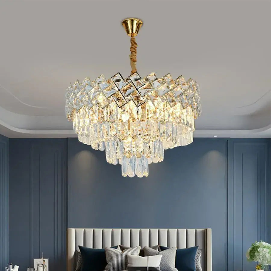 Πολυέλαιος Crystal Windsor Elegance 6x E14, διάμετρος 49cm, γυαλιστερό χρυσό, ρυθμιζόμενο ύψος