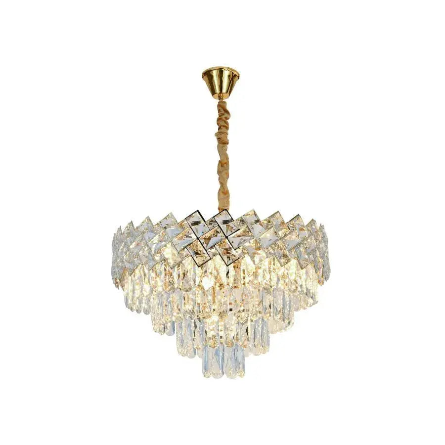 Πολυέλαιος Crystal Windsor Elegance 6x E14, διάμετρος 49cm, γυαλιστερό χρυσό, ρυθμιζόμενο ύψος