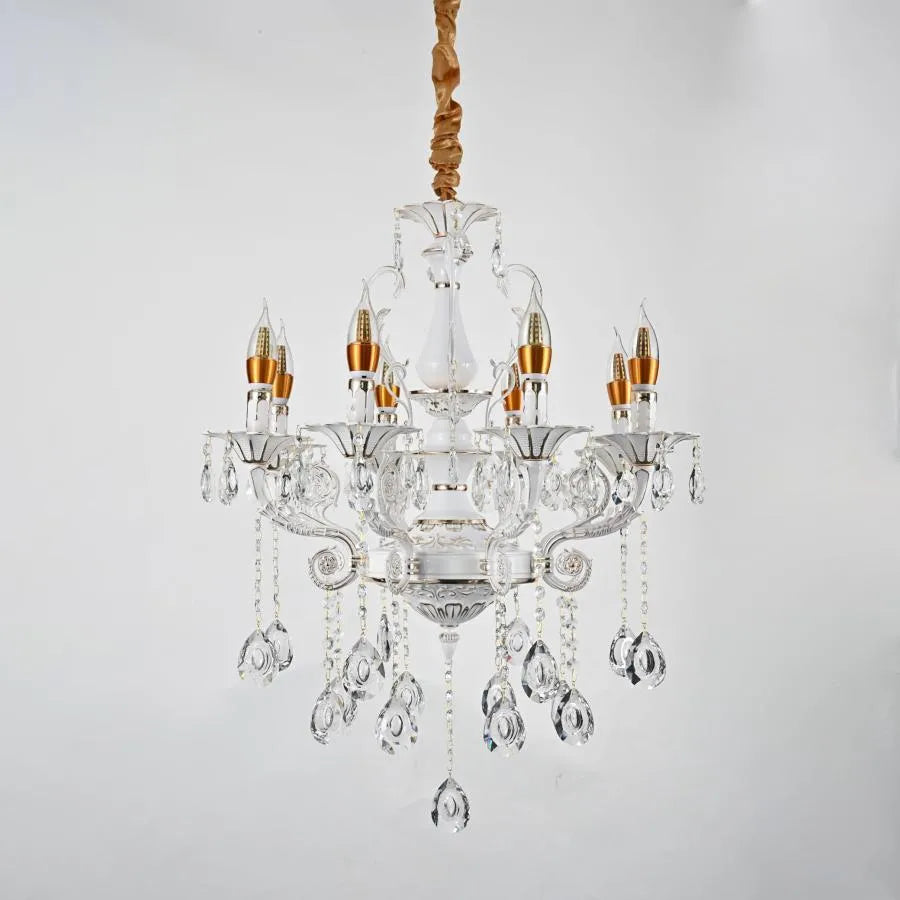 Crystal πολυέλαιος Bruchier 8x E14, διάμετρος 65cm, λευκό με χρυσό, ρυθμιζόμενο ύψος