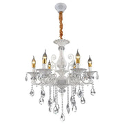 Πολυέλαιος Sanssoci 6xe14 Crystal and Metal - Classic Design, Ρυθμιζόμενο ύψος, ασημένιο λευκό