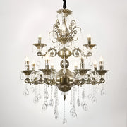 Candelabru Sansoiu Royal 12xe14 Metal και Crystal Ρυθμιζόμενο ύψος Antique Brass