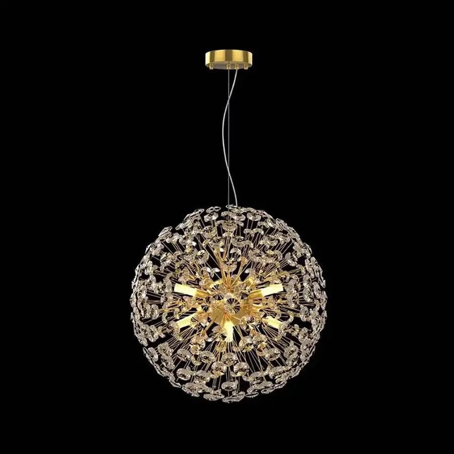 Crystal πολυέλαιος λεπτό 9x G9, διάμετρος 50cm, γυαλιστερό χρυσό, ρυθμιζόμενο ύψος