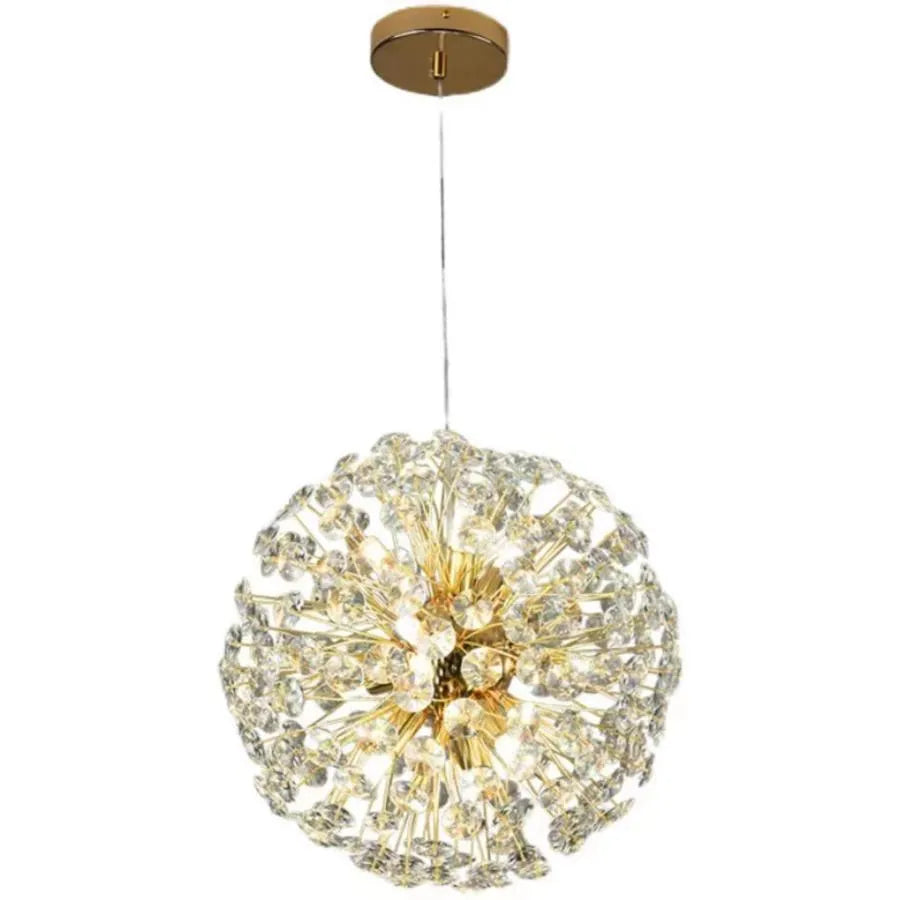 Crystal πολυέλαιος λεπτό 9x G9, διάμετρος 50cm, γυαλιστερό χρυσό, ρυθμιζόμενο ύψος