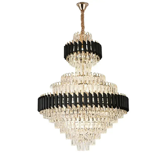 Crye πολυέλαιος Versailles Grande Supremo 10xe14, 60cm x διάμετρο 90cm, γυαλιστερό και μαύρο χρυσό, ρυθμιζόμενο ύψος