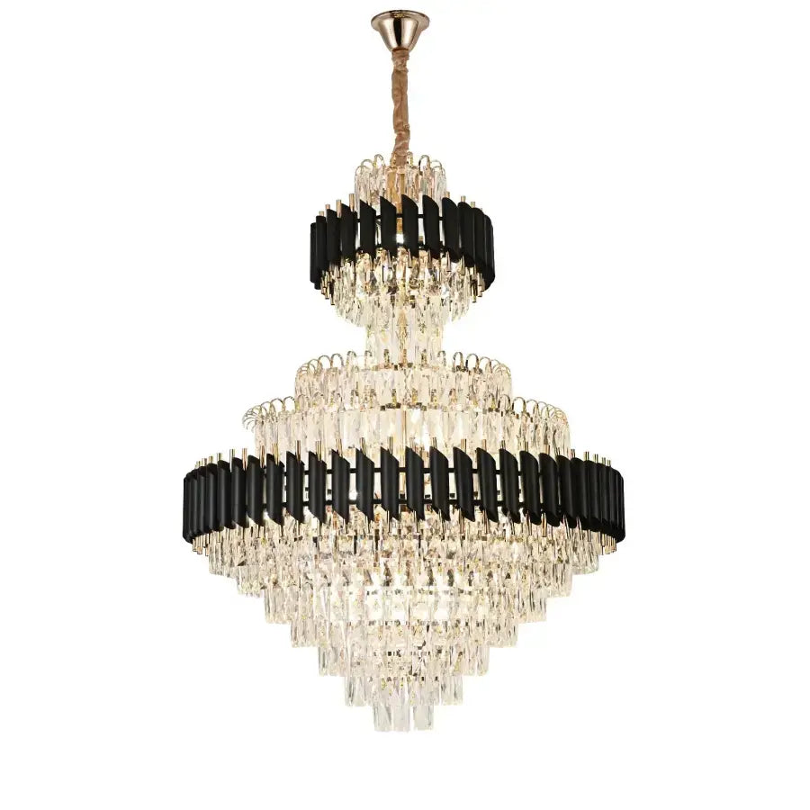 Crye πολυέλαιος Versailles Grande Supremo 10xe14, 60cm x διάμετρο 90cm, γυαλιστερό και μαύρο χρυσό, ρυθμιζόμενο ύψος