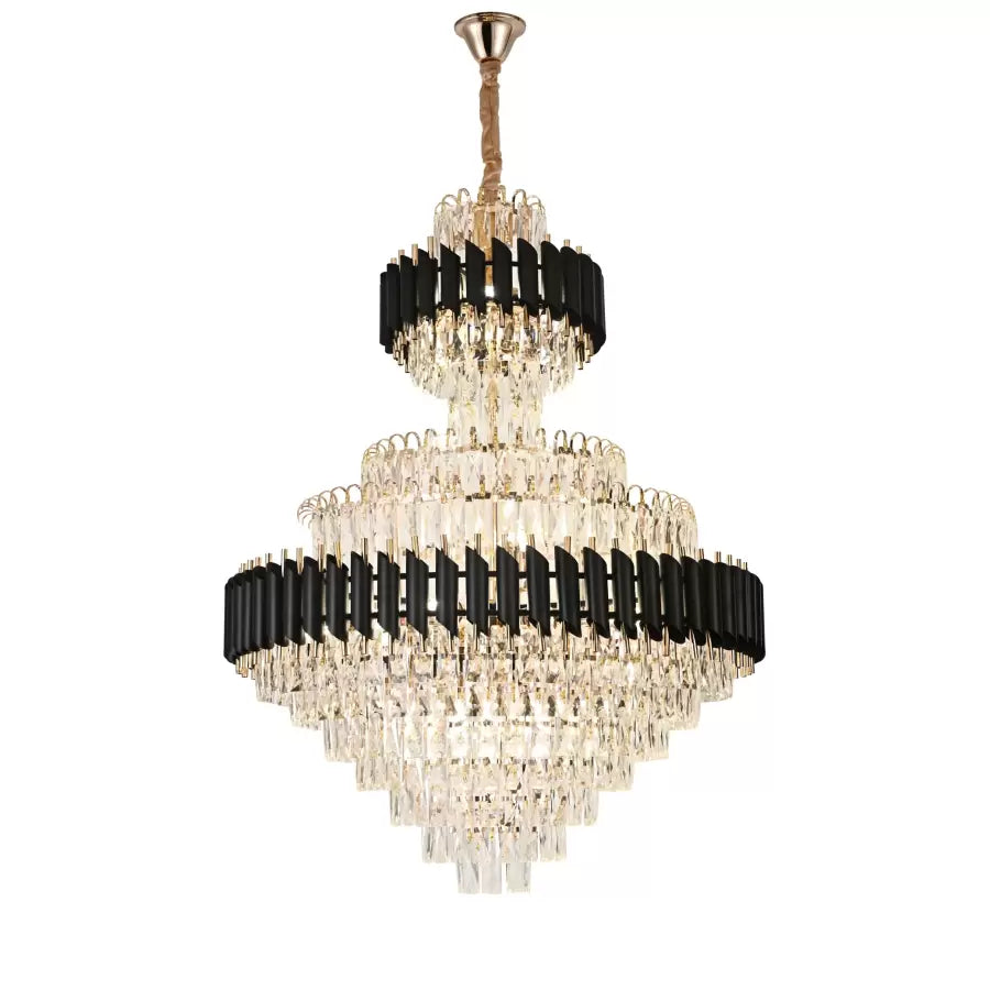 Crystal πολυέλαιο Versailles Supremo Real 20XE27, διάμετρος 80cm x Ύψος 110cm, γυαλιστερό και μαύρο χρυσό, ρυθμιζόμενο ύψος