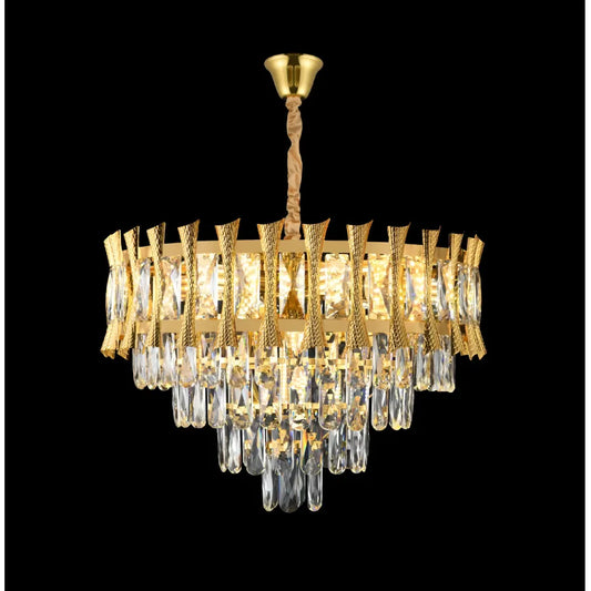 Πολυέλαιος Cryptal Hampton Magno 8x E14, διάμετρος 60cm, γυαλιστερό χρυσό, ρυθμιζόμενο ύψος