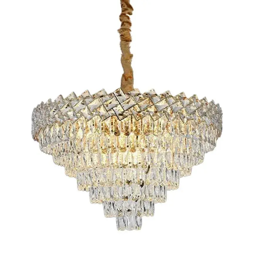 Crystal πολυέλαιος Windsor Supremo 16xe27, διάμετρο 80cm, γυαλιστερό χρυσό, ρυθμιζόμενο ύψος