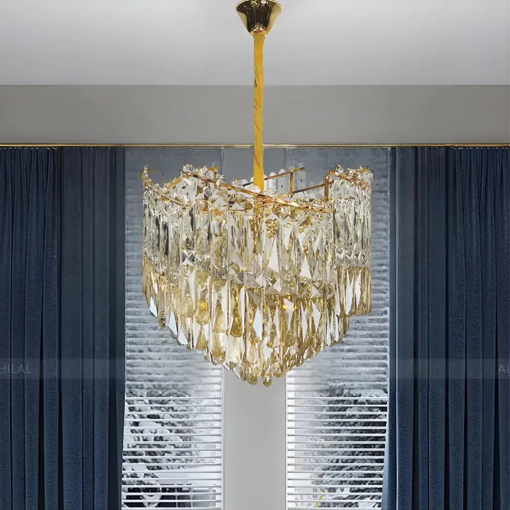 Πολυέλαιος Crystal Topkapi Petito 3xe27, διάμετρος 30cm, γυαλιστερό χρυσό, ρυθμιζόμενο ύψος