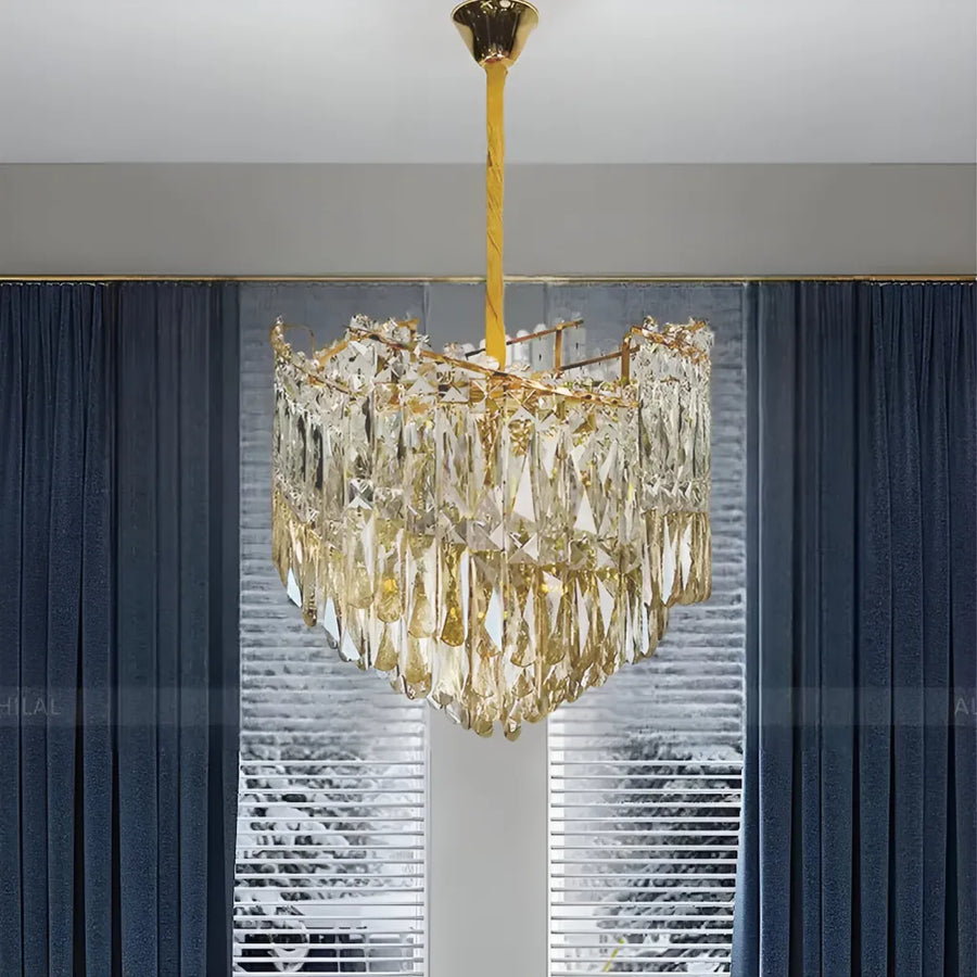 Πολυέλαιος Crystal Topkapi Petito 3xe27, διάμετρος 30cm, γυαλιστερό χρυσό, ρυθμιζόμενο ύψος