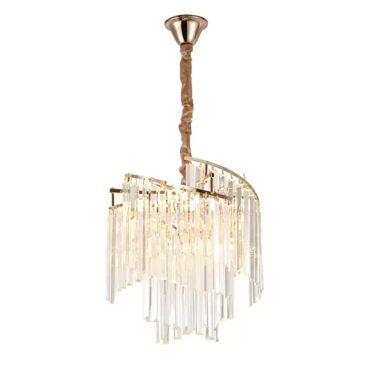 Πολυέλαιος Crystal Trianon Noble 5x E27, διάμετρο 38cm, γυαλιστερό χρυσό, ρυθμιζόμενο ύψος