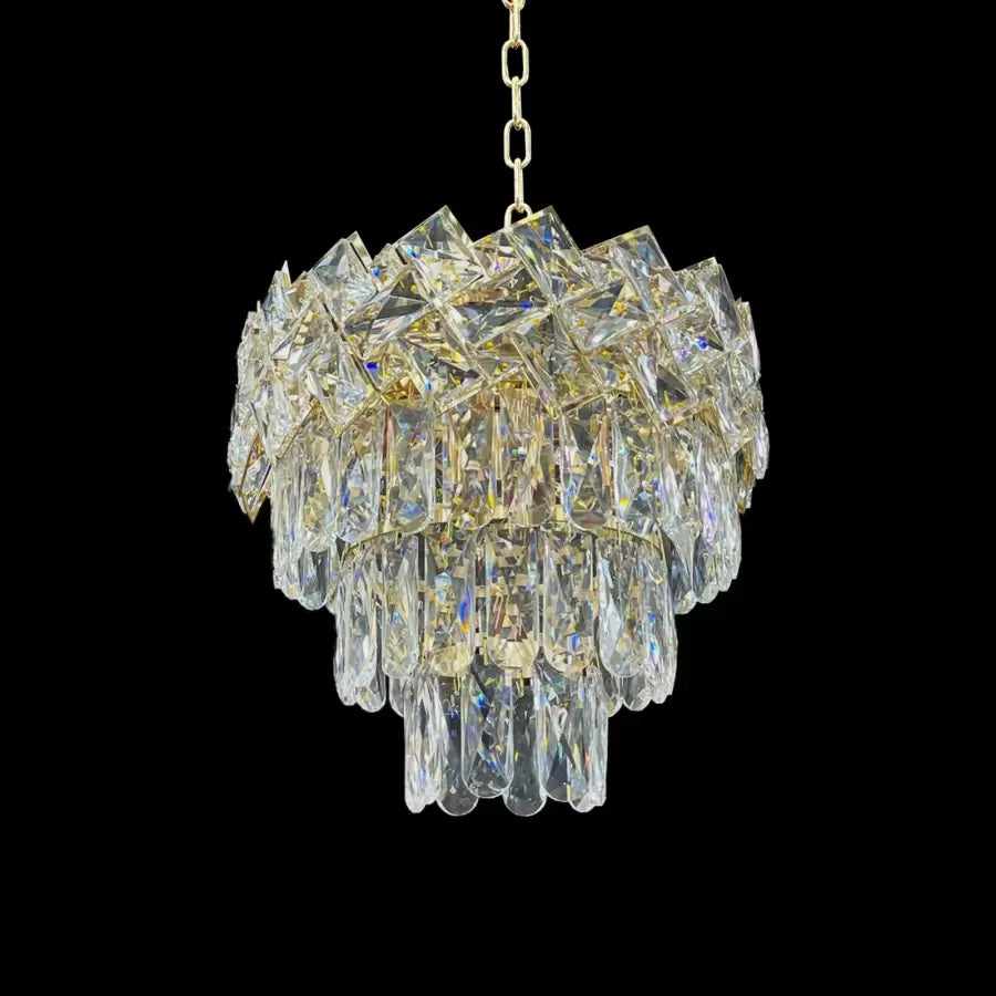 Crystal πολυέλαιος Windsor Petito 3xe27, διάμετρος 30cm, γυαλιστερό χρυσό, ρυθμιζόμενο ύψος