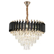 Crystal πολυέλαιο Versailles Eleganza 7x E14, διάμετρος 49cm, γυαλιστερό και μαύρο χρυσό, ρυθμιζόμενο ύψος