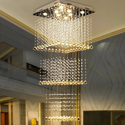 Πολυέλαιος LED Crystal 80W PALATINA Gold, Διάμετρος 50cm, Ύψος 200cm, Σκάλα Μοντέλο