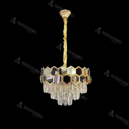 Πολυέλαιος Crystal Melih 5x E27 διάμετρος 40cm μαύρο χρυσό