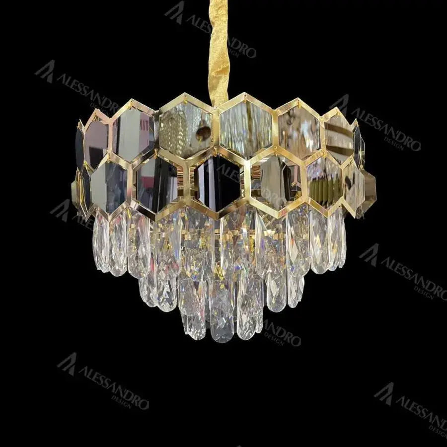 Πολυέλαιος Crystal Melih 5x E27 διάμετρος 40cm μαύρο χρυσό