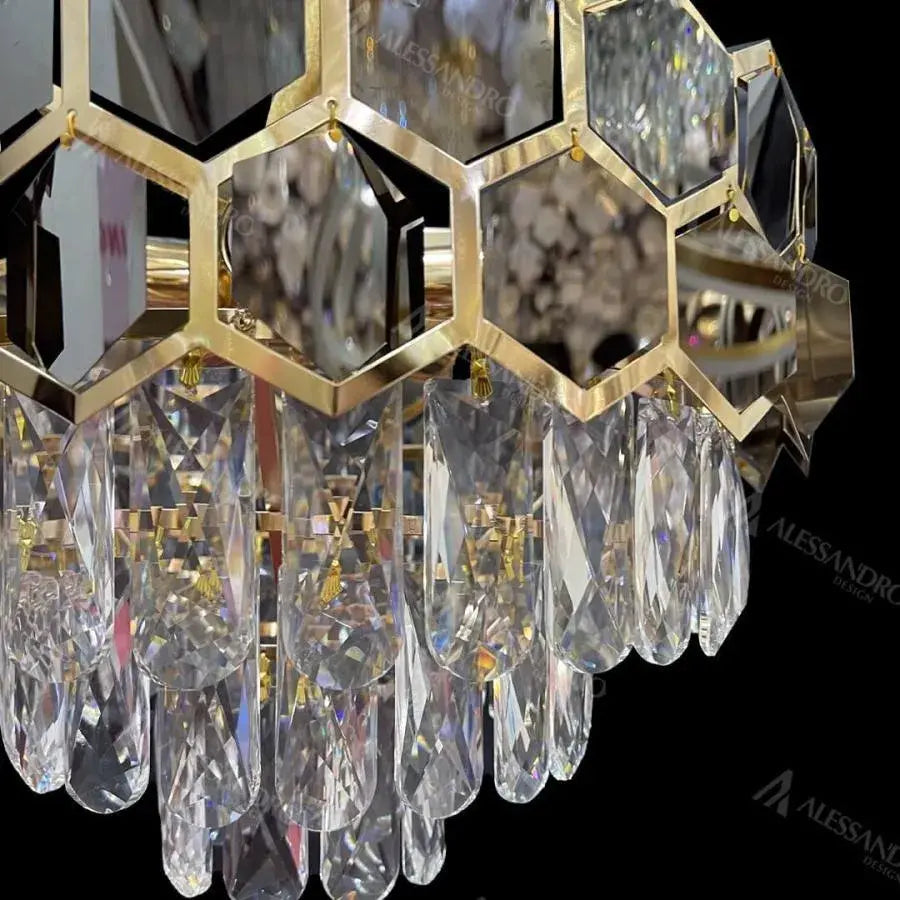 Πολυέλαιος Crystal Melih 5x E27 διάμετρος 40cm μαύρο χρυσό