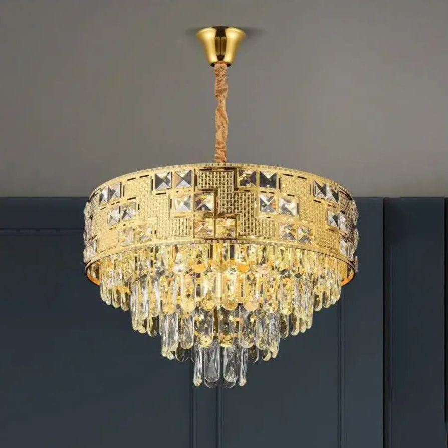Neuschwanstein Petito 3xe14 Crystal Chandelier, διάμετρο 30 εκατοστών, χρυσός, ρυθμιζόμενο ύψος