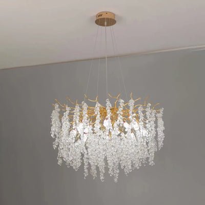 Crystal Waltz Cascade Chandelier, 12x G9, χρυσό, 80cm, ρυθμιζόμενο ύψος