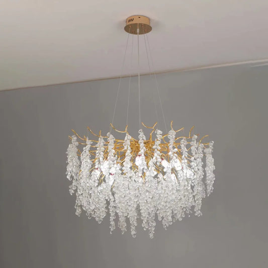 Cristal Waltz Cascade Chandelier, 9x G9, χρυσό, 60cm, ρυθμιζόμενο ύψος