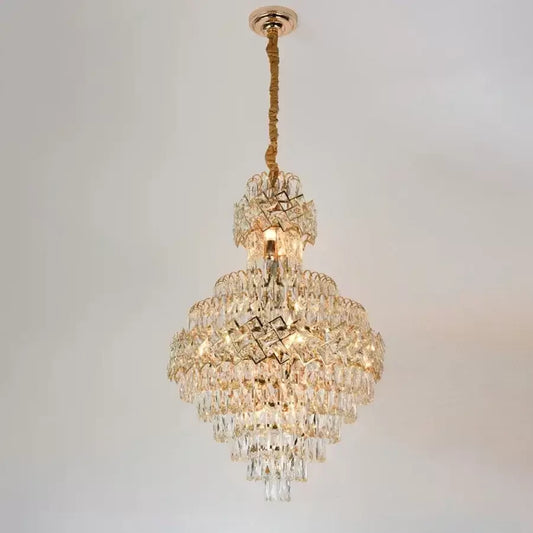 CrydeLabular Crystal Windsor Grande Supremo 13xe27, διάμετρος 60x90cm, γυαλιστερό χρυσό, ρυθμιζόμενο ύψος