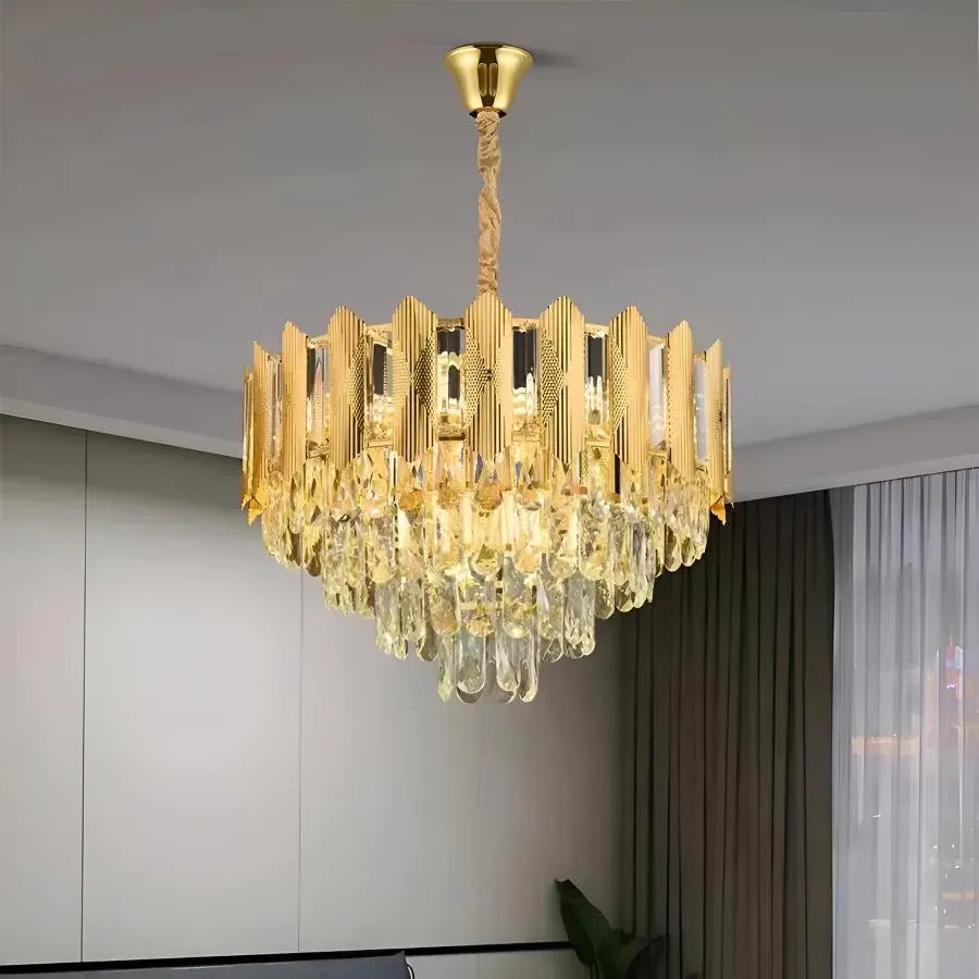 Crystal πολυέλαιος Buckingham Petito 3xe14, διάμετρος 30cm, χρυσός, ρυθμιζόμενο ύψος