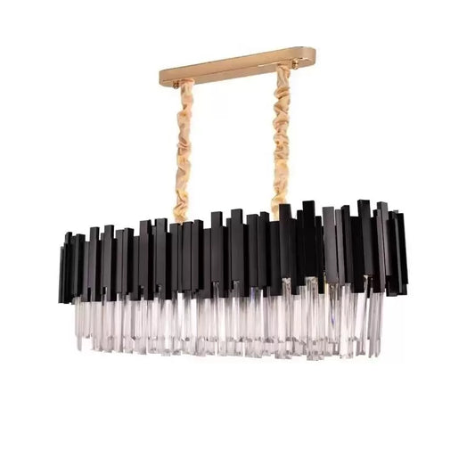 Crystal πολυέλαιος Blois Regalis 8xe27, διάμετρο 80cm, μαύρο, ρυθμιζόμενο ύψος