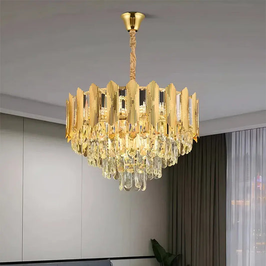 Crystal πολυέλαιος Buckingham Noble 5XE14, διάμετρος 40cm, χρυσός, ρυθμιζόμενο ύψος