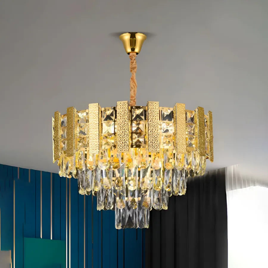 Crystal πολυέλαιος Peles Noble 4XE14, διάμετρος 40cm, γυαλιστερό χρυσό, ρυθμιζόμενο ύψος