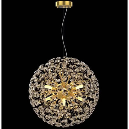 Crystal πολυέλαιο λεπτό 8x G9, διάμετρος 40cm, γυαλιστερό χρυσό, ρυθμιζόμενο ύψος