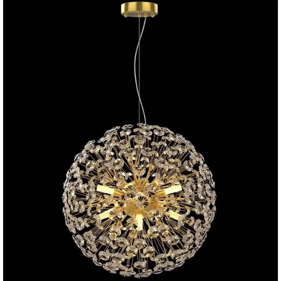 Crystal πολυέλαιο λεπτό 8x G9, διάμετρος 40cm, γυαλιστερό χρυσό, ρυθμιζόμενο ύψος