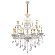 Candelabru Sansoiu Royal 12xe14 Metal και Crystal Ρυθμιζόμενο λευκό και ασήμι ύψος