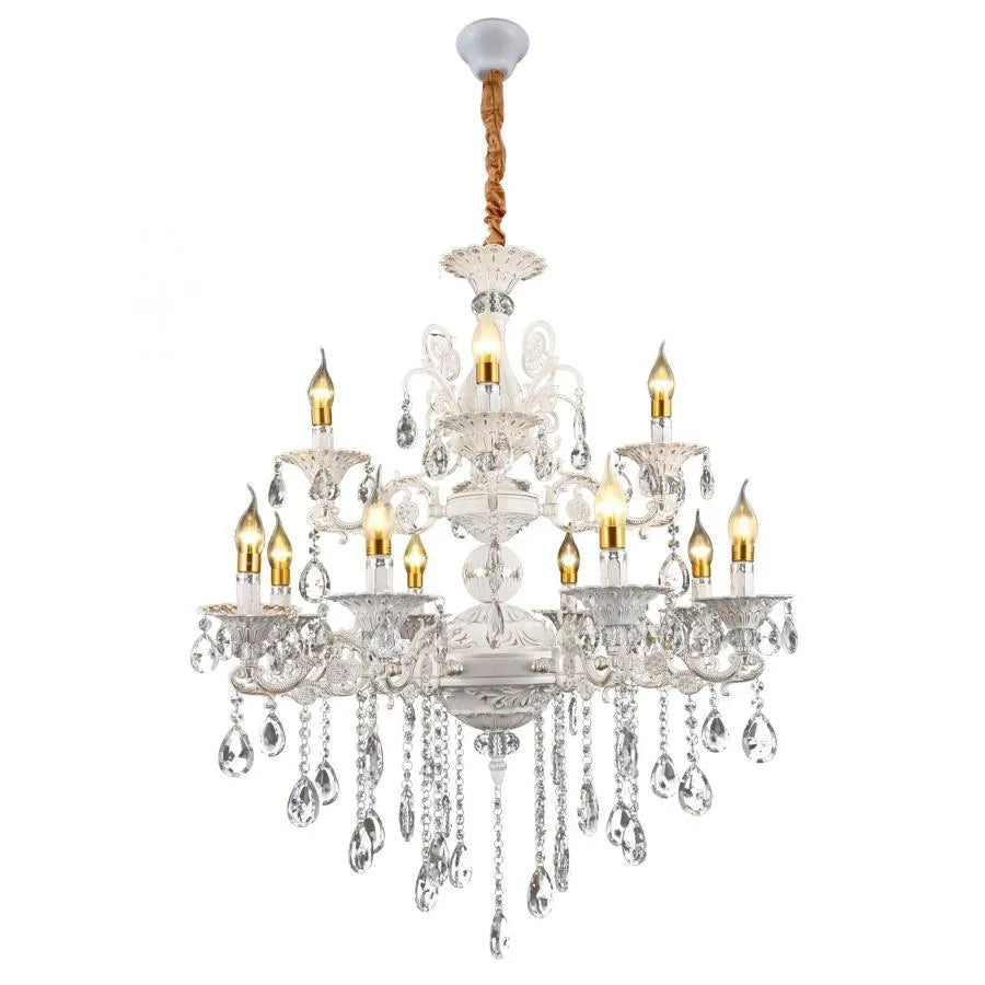 Candelabru Sansoiu Royal 12xe14 Metal και Crystal Ρυθμιζόμενο λευκό και ασήμι ύψος