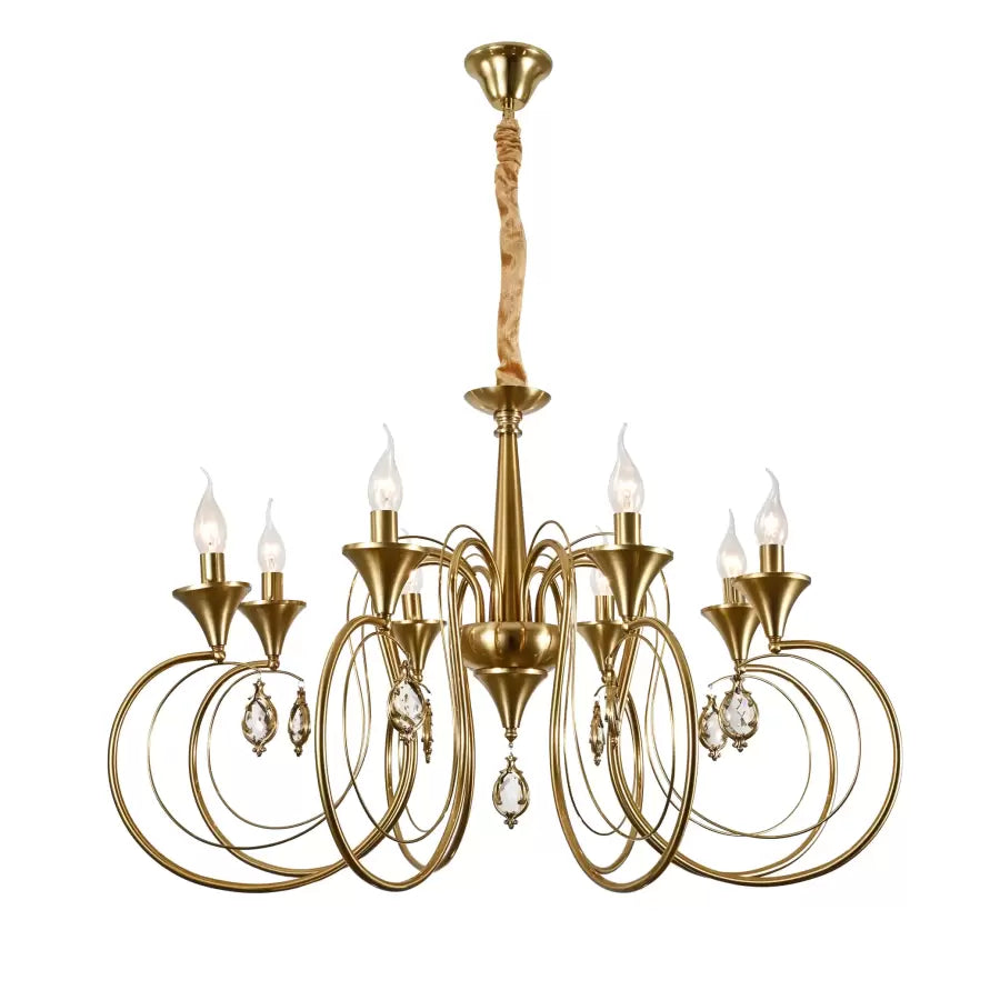 Crystal πολυέλαιος Frederick 8xe14, διάμετρο 52cm, χρυσός, ρυθμιζόμενο ύψος