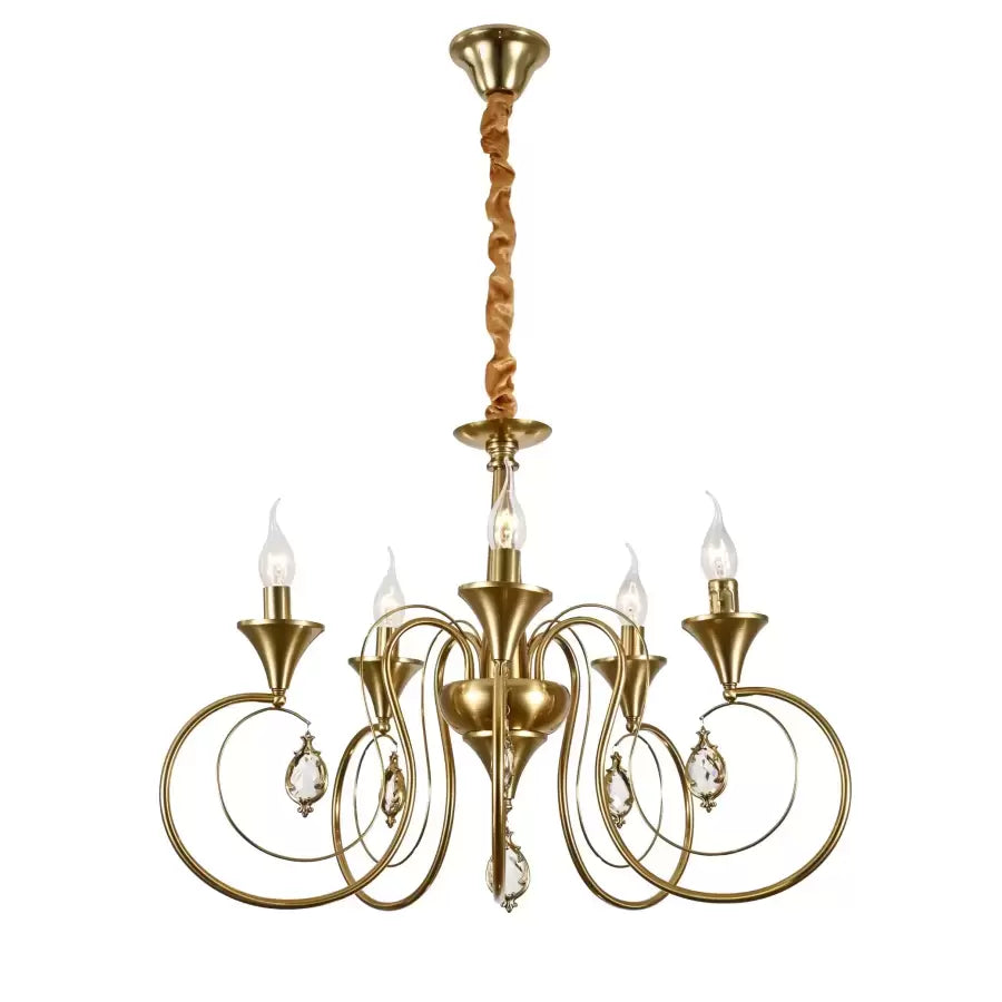 Crystal πολυέλαιος Frederick 5XE14, διάμετρος 45cm, χρυσός, ρυθμιζόμενο ύψος