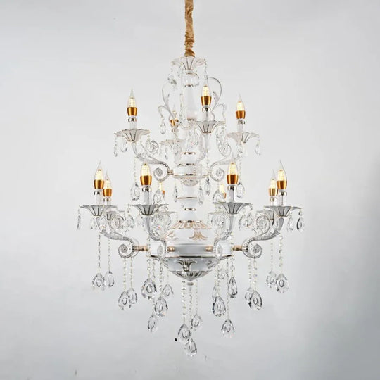 Bruhier Crystal Chandelier 12x E14, Διάμετρος 75cm, Λευκό με Χρυσό, Ρυθμιζόμενο ύψος Classic Chandeliers Προεπιλεγμένος τίτλος Alessandro Design