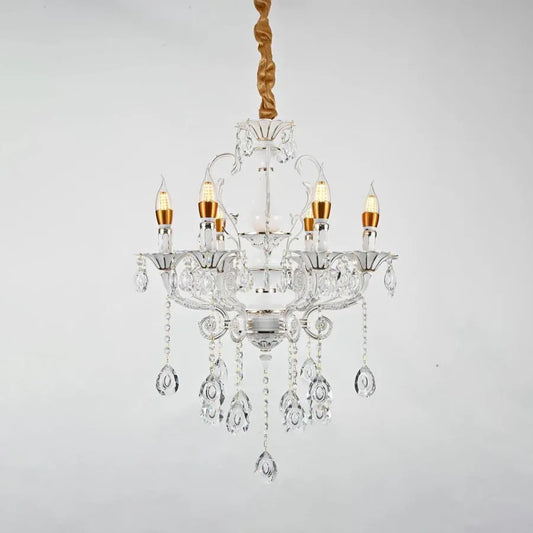 Crystal πολυέλαιος Bruchier 6x E14, διάμετρος 55cm, λευκό με χρυσό, ρυθμιζόμενο ύψος