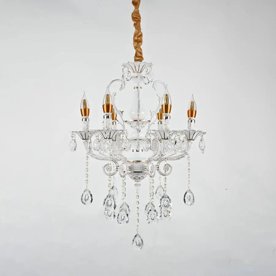 Crystal πολυέλαιος Bruchier 6x E14, διάμετρος 55cm, λευκό με χρυσό, ρυθμιζόμενο ύψος
