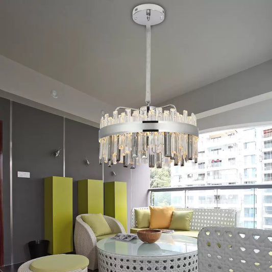 Crystal LED πολυέλαιος με τηλεχειριστήριο Melvin 112W Dimable Diameter 50cm Silver